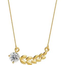 EMORI 14k (585) Yellow Gold Dewy Leaf Diamond Necklace for Women-image-46