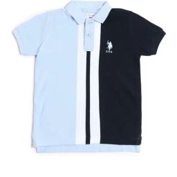 US Polo Kids Boys Blue Cotton Color Block Polo T-Shirt-image-28