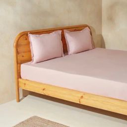 Westside Home Pink Solid Double Bed Flat Sheet and Pillowcase Set-image-94