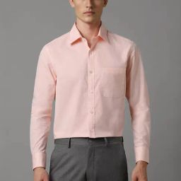 Louis Philippe Pink Cotton Regular Fit Shirt-image-10