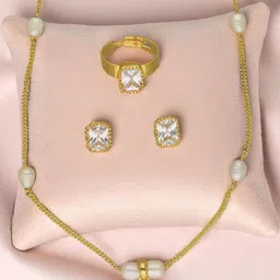Sri Jagdamba Pearls Dealer Gold-Plated Stones Studded Jewellery Set-image-44