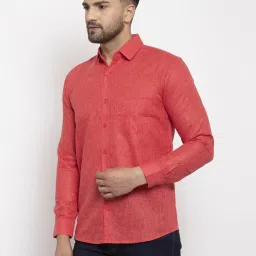 Jainish Red Regular Fit Self Pattern Shirt image 3