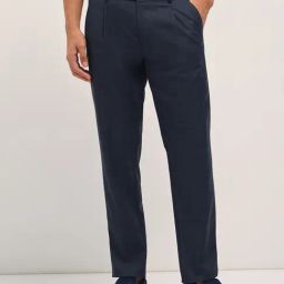 The Bear House Blue Regular Fit Chequered Trousers-image-47