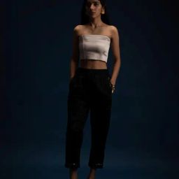 Khajoor Studio Black Fragments Dancing Stars Quilted Pants-image-3