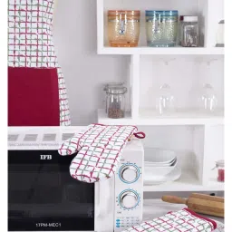 Maspar Red & Green 100% Cotton 225 GSM Oven Mitt - Set of 2 image 3