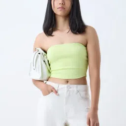 nuon women Nuon by Westside Lime Ribbed Cotton-Blend Tube Top-picture-34