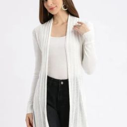 SHOWOFF White Self Design Long Shrug-image-50