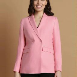 Allen Solly Pink Textured Pattern Formal Blazer-image-18