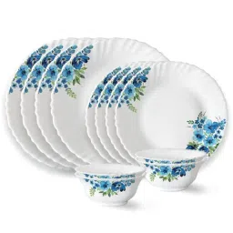 Larah by Borosil Pansy Fluted White Opalware 12 Pieces Dinner Set-image-55