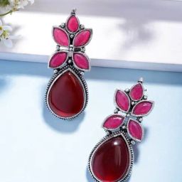 NVR Red Statement Drop Earrings-14