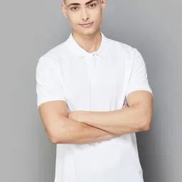 Fame Forever by Lifestyle White Regular Fit Textured Polo T-Shirt-picture-26