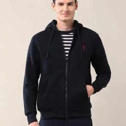 U.S. Polo Assn. Blue Cotton Regular Fit Printed Hooded Sweatshirt-image-11