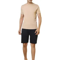 SleepZ by Raymond Multi-Colour Cotton Solid Regular Fit T-Shirt & Shorts Set-picture-44