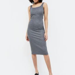 Ginger by Lifestyle Grey Striped Bodycon Dress-image-30