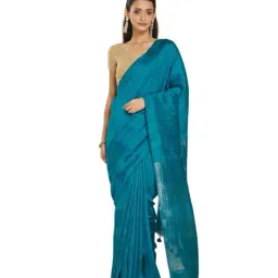 Fabindia Turquoise Woven Design Saree-picture-36