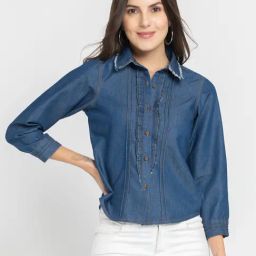 SHAYE Blue Cotton Regular Fit Shirt-picture-49