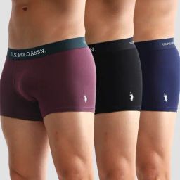 U.S. Polo Assn. Multicolored Cotton Regular Fit Trunks - Pack Of 3-picture-46