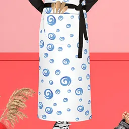 ArtzFolio Blue & White Printed Pure Cotton Waist Apron-42