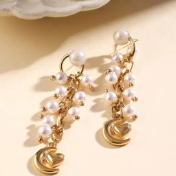 Priyaasi Gold Plated White Pearls Contemporary Drop Earring-32