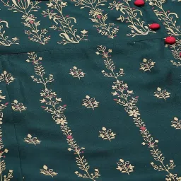 YASH GALLERY Green Printed A Line Kurta image 5