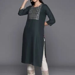 Varanga Grey Embroidered Straight Kurta-28