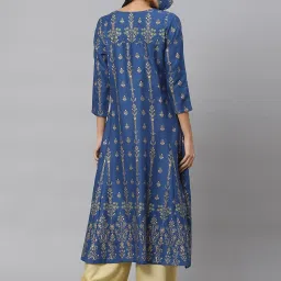 YASH GALLERY Blue Printed A Line Kurta image 2
