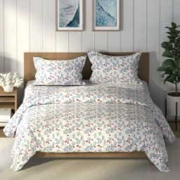 Nautica Raymarine Captain Blue Cotton 160 TC Double Bedsheet with 2 Pillow Covers & Comforter-image-85