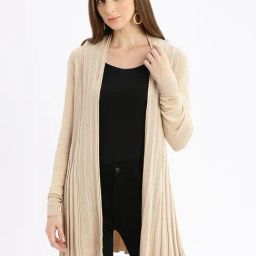 showoffff SHOWOFF Beige Self Design Long Shrug-picture-30
