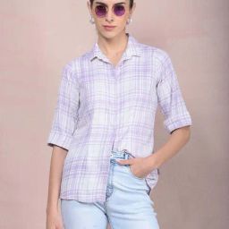 CRIMSOUNE CLUB Purple Chequered Shirt-image-22