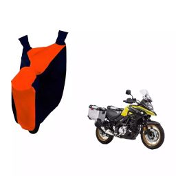 Auto Pearl Waterproof Two Wheeler Cover For Suzuki V-Strom 650 XT (Orange & Blue)-image-49