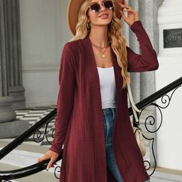 Outzidr Full Sleeves Self Design Longline Shrug-picture-6