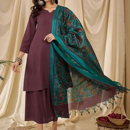 InWeave Women Regular Kurta with Palazzos & With Dupatta-18