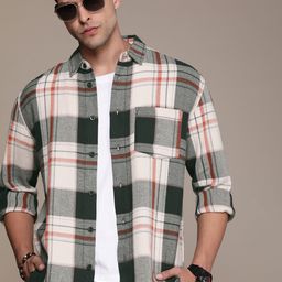 Roadster Men Relaxed Checked Flannel Pure Cotton Shacket-image-93