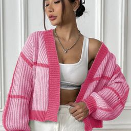 Mast & Harbour Women Colourblocked Crop Front Open Sweater-image-21