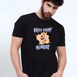 KaamBhari Typographic Printed Round Neck Pure Cotton T-shirt-image-57