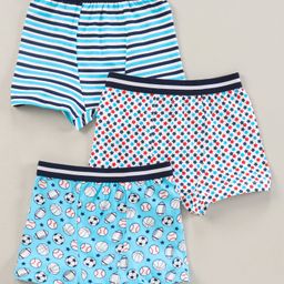 Babyhug 100% Cotton Knitted Briefs All Over Printed Pack of 3 - Blue-image-42