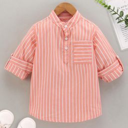Babyhug Full Sleeves Striped Shirt - Orange-image-62