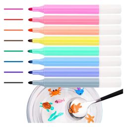 Toyshine  Making Magic Doodle Water Erasable Markers Floating Pens Floating Ink Pen Set Magical Water Painting Pens Whiteboard Marker for Kids Children Art 8 Pens & 1 Ceramic Spoons - Multicolour-2