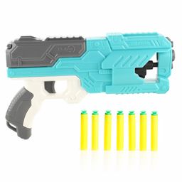 Aditi Toys High Performance Six Fire Gun, Toy Blaster Gun With 6 Dart Rotating Drum, Hi-Arm Toy Gun Accurate Upto 45 Feet, Includes 10 Soft Bullet Darts, . (Light Blue)-10