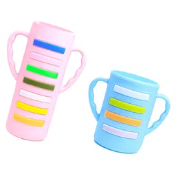 THE LITTLE LOOKERS Baby Bottle Cover with Handle/ Silicone Warmer Cover for Baby/Newborn/Infants/Toddlers-120ml & 240ml Combo (Blue & Pink-Pack of 2)-picture-23