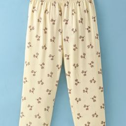 Tango Cotton Knit Three Fourth Length Capri Pant With Bees Print - Yellow-image-29