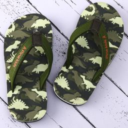 Pine Kids Slip On Flip Flops with Dino Print - Olive Green-picture-16