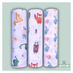 LazyToddler Multipurpose Swaddle Wrap 100% MuslinPack of 3 Animal Print- Multicolour-picture-3