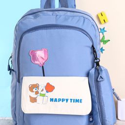 Polo Class Bear Printed School Bag Light Blue - Height 18 Inches-image-87