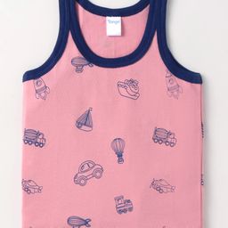 Tango Single Jersey Knit Sleeveless Vests with Vehicle Print - Pink-image-3