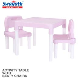 Swagath furniture Activity Plastic Kids Table with 2 Besty Plastic Kids Chair (Finish Color -Blue, DIY(Do-It-Yourself))-14