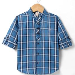 Dapper Dudes Full Sleeves Checked Shirt - Dark Blue-picture-18
