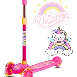 3 Wheel Foldable Kids Scooter With Led Lights And 4 Level Adjustable Handle Bar -Pink-14