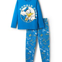 Pine Kids Disney Single Jersey Knit Full Sleeves Night Suit With Donald Duck Graphics - Blue-image-97