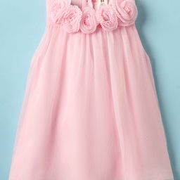 ToffyHouse Woven Sleeveless Dress with Floral Applique - Pink-image-81